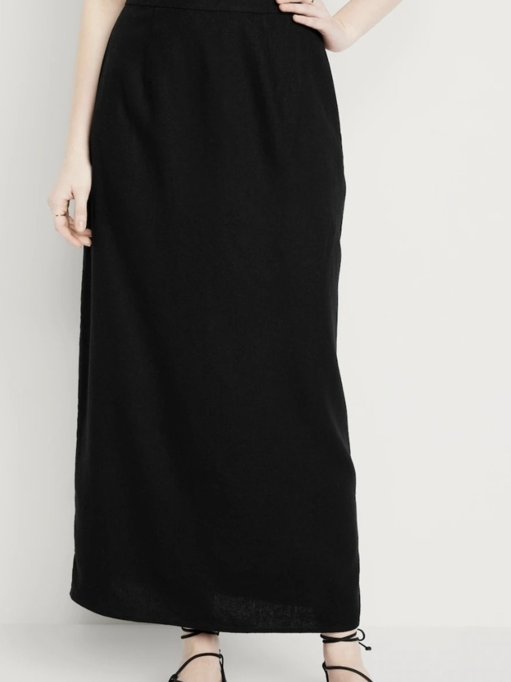 Old Navy Sleek Black Maxi Skirt - Linen Blend